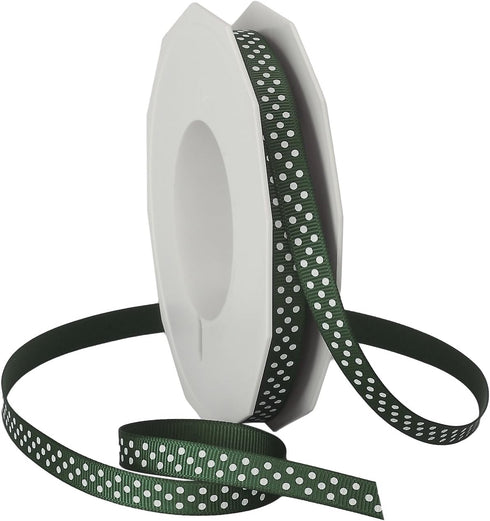 Morex Ribbon Swiss Dot Polyester Grosgrain Ribbon, 3/8-Inch by 20-Yard Spool, Hunter...