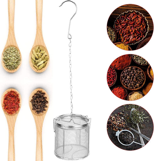 Seasoning Strainer, Stainless Steel Spice Filter, Cooking Spice Filter, Mesh Design Tea Ball Strainer Soup Seasonings Seperation Basket Filter wit...