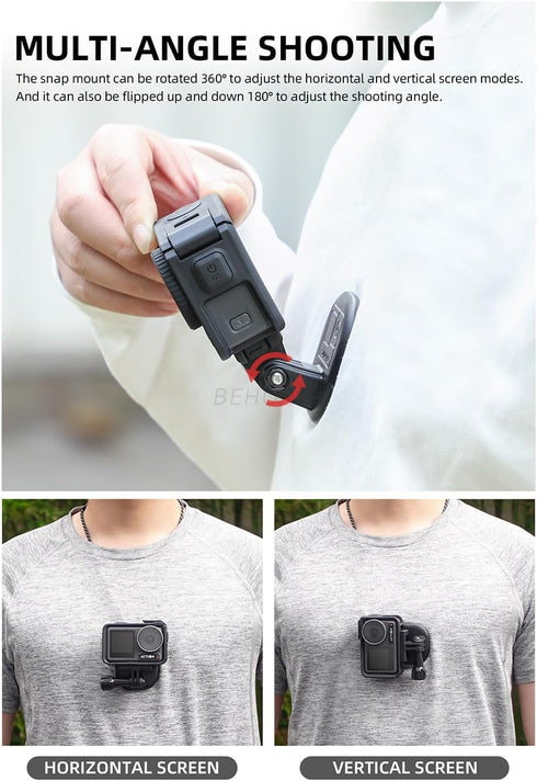 Magnetic POV/Vlog Neck Mount Holder with Lanyard Strap for GoPro 12 11 10 9 /Insta360 X3 Go3 Ace Pro/DJI Action 4 Osmo Pocket 3 Cameras...