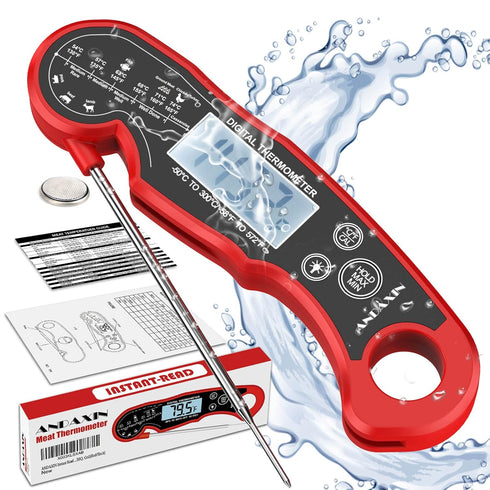 Meat Thermometer Digital for Grilling and Cooking - ANDAXIN Waterproof Ultra-Fast Instant Read Food thermometers with Backlight & Calibration for ...