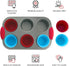 Boxiki Kitchen Non-Stick Steel 6 Cup Muffin Pan with Silicone Handles and Reusable Liners - Perfect for Baking Large Muffins and Cupcakes...