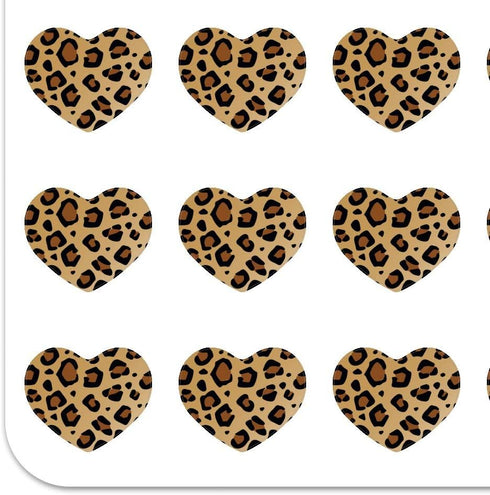 Leopard Print Animal Spots Heart Shaped Planner Calendar Scrapbook Craft Stickers...