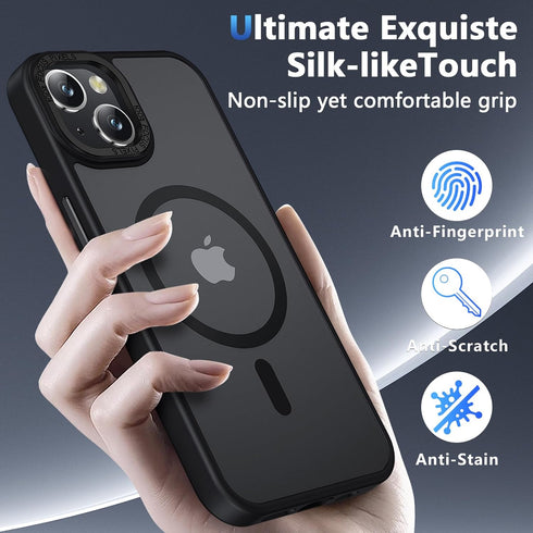 BaHaHoues for iPhone 13 Case iPhone 14 Case Compatible with MagSafe iPhone 13 Phone Case with Screen Protector, Translucent Matte Slim Shockproof ...