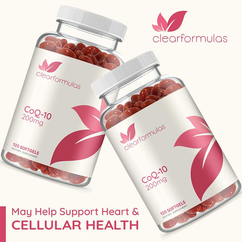 ClearFormulas Pure CoQ10 200mg Per Serving 120 Softgels Quick Absorption Non-GMO...