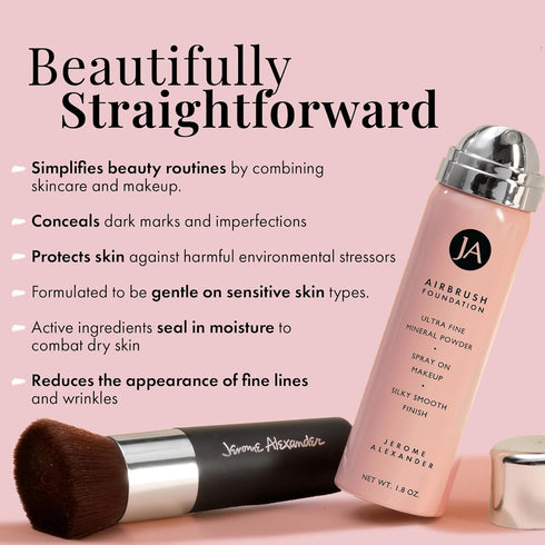 MagicMinerals AirBrush Foundation by Jerome Alexander – 2pc Set with Airbrush Foundation and Kabuki Brush - Spray Makeup with Anti-aging Ingredien...