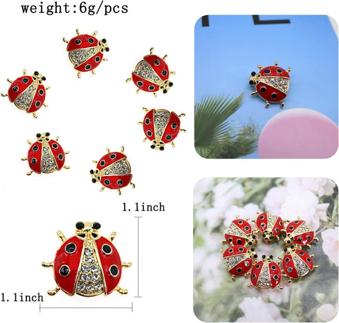 6 Pack Fashion Rhinestone Ladybug Brooches Pins Set Cute Enamel Crystal Animal Insect Lapel Pin Brooch Badges Jewelry Set for Men Women Girl...