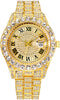 Mens Ice Out Watches Big Rocks with Roman Numerals Fully Colorful Dial Gold Watch...
