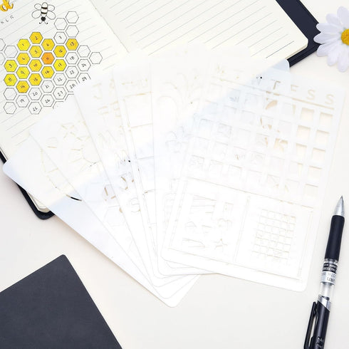 16 Pcs Journal Stencils, Journaling Stencils for A5 Notebook Scrapbook Dotted Journals, Planner Accessories/Supplies for Create Your Own Stencils ...