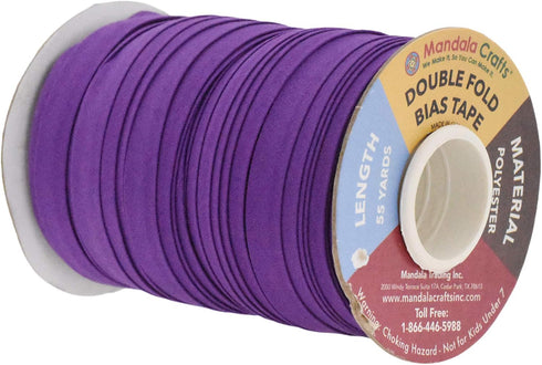Mandala Crafts Double Fold Bias Tape for Sewing - 55 Yds Purple Bias Tape Double Fold 1/2 Inch Hem Quilt Binding Purple Seam Binding...