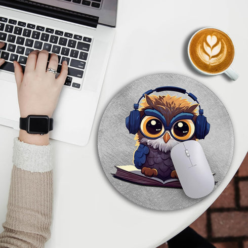 Cute Owl Mouse Pad, Funny Small Mouse Pads for Desk, Round Mousepad for Wireless Mouse Gaming Work Laptop, Mini Travel Computer Mouse Mat, Home De...