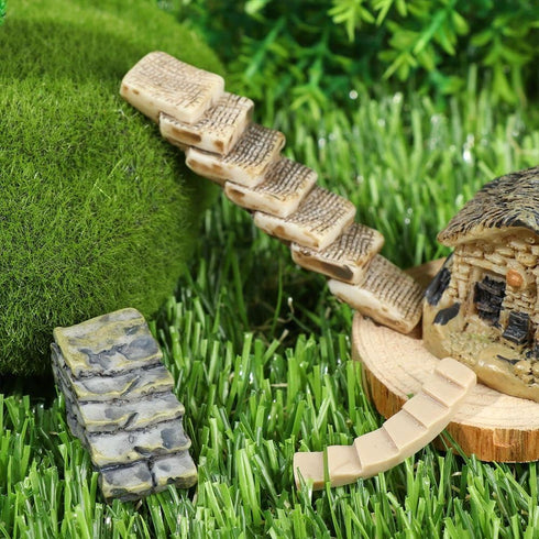 4pcs Miniature Stone Stairs,2 Styles Resin Steps Landscape Decoration,Garden Sculptures Statues...