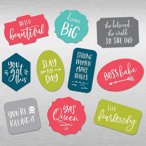 Motivational Magnets / 1 Peel Apart Sheet of 10 Magnets/Girl Power Locker Magnets/Positive Affirmation Fridge Magnets...
