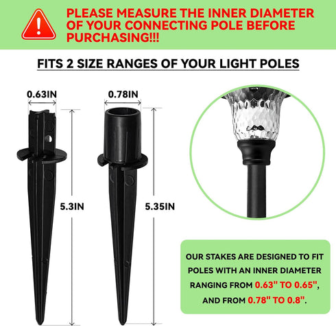 10 Pack Metal Replacement Stakes for Solar Lights Outdoor, 0.78" x 5.35" Solar Pathway Lights Spike Replacer, Outdoor Ground Stakes for Garden Lig...