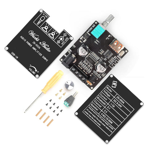 ZK-502A 2.0 Bluetooth 5.0 Amplifier Board 50W*50W with APP Control?Android Only?,100W Bluetooth Audio AMP Board for DIY Bluetooth Speaker Kit DC9-...