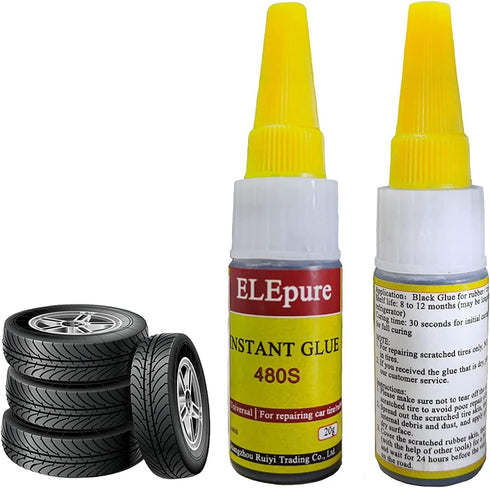 Black Tire Repair Glue Rubber Strong Adhesive Bonding for Sidewall Puncture Instant Super Glue for Off-Road Car Motorcycle Truck Tractor, 20g 0.7o...