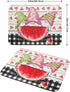 Summer Gnomes Dish Drying Mat 18x24 Inch ,Watermelon Fruit Buffalo Plaid Kitchen Dry Mats with Loop Absorbent Foldable Dishes Pad for Sink Counter...