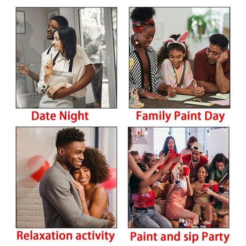 2 Pack Paint and Sip Canvas Painting Kit Pre Drawn Canvas for Painting for adults Stretched Canvas Couples Games Date Night Romantic City Annivers...