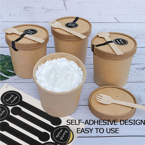 300 Pcs Handmade food baking label stickers - Black Striped Long Label Packaging Lollipop Sealing Labels Tamper-Proof Stickers for Artisan Bakery ...