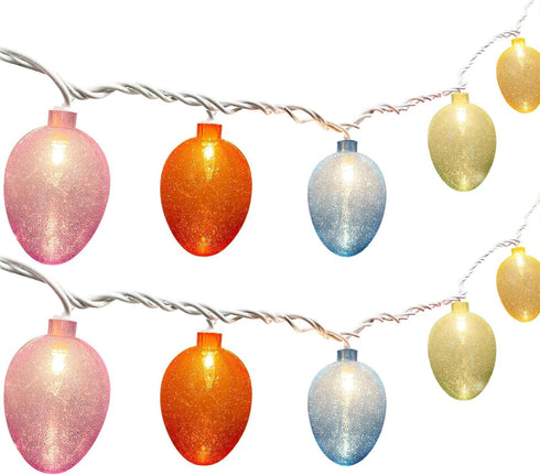 10 Lights Easter Decoration String Lights, 8.5FT Easter Egg Lights with 10 Glitter Eggs and Mini Incandescent Bulbs, Plug In Fairy String Lights f...