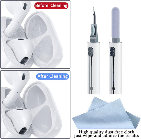 2Pcs Airpod Cleaner Kit?Earbud Cleaning Kit for Airpods Pro 1 2 3? Multi-Function Cleaning Pen with Soft Brush Flocking Sponge?Suitable for Blueto...