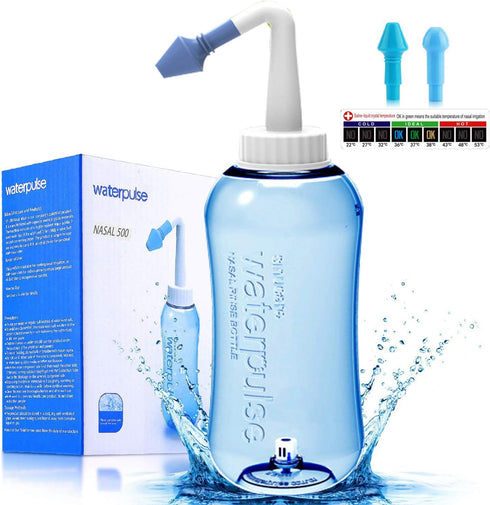Darate Neti Pot Sinus Rinse Bottle, Nose Wash Cleaner Pressure Rinse Nasal Irrigation for Adult & Kid BPA Free with Sticker Thermometer (500ML)...