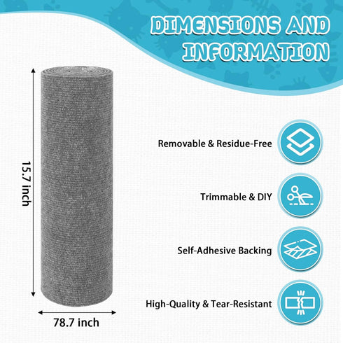 Climbing Cat Scratcher Mat Trimmable Cat Scratching Post Carpet 78.7’’x15.8’’ Self Adhesive Carpet Mat Pad Replacement for Cat Tree Shelves Post C...