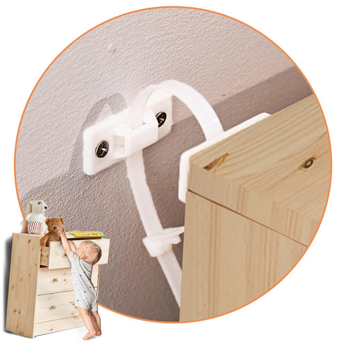 KareKlub Furniture Anchors and Straps (Pack of 6) for Dresser, Bookcase, Shelves and Earthquake Resistant Anti Tip Safety for Child, Pet and Baby ...