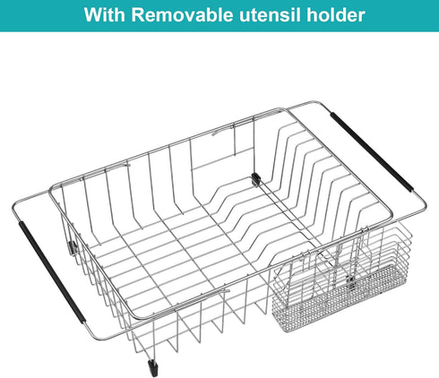 iPEGTOP Expandable Dish Drying Rack in Sink or Over Sink, Rustproof Stainless Steel Dish Drying Rack Basket Shelf, Multifunctional Dish Drainer In...