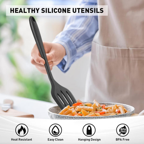 Duxtop Silicone Cooking Utensils Set 3 PCS Kitchen Utensils Set - 400 °F Heat-Resistant Utensils for Nonstick Cookware, Kitchen Cooking Tools with...