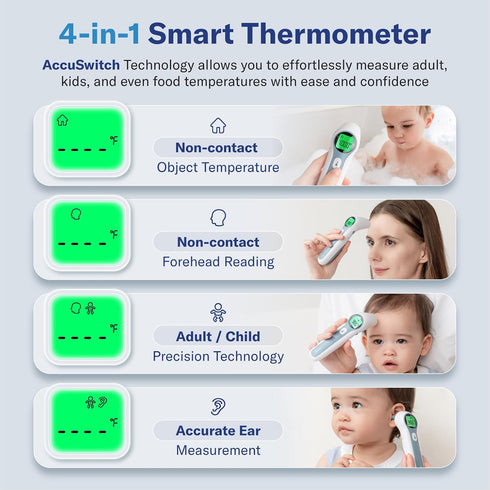 Alcedo Forehead and Ear Thermometer for Adults, Kids, and Baby | Digital Infrared Thermometer for Fever | Touchless, Instant Read, Medical Grade |...