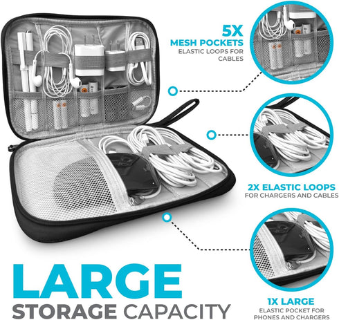 Electronics Charger Organizer - Travel Cable Case for Cords, Chargers, and Tech Accessories...