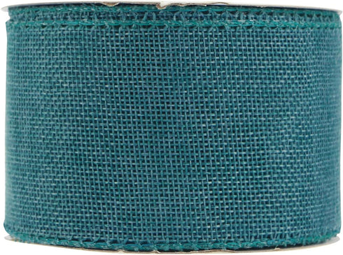 HUIHUANG Turquoise Burlap Ribbon Wired Solid Wired Edge Ribbon 2.5 inch Jute Ribbon for Wreaths, Big Bows, Crafts, Decorations -10 Yards (30 feet)...