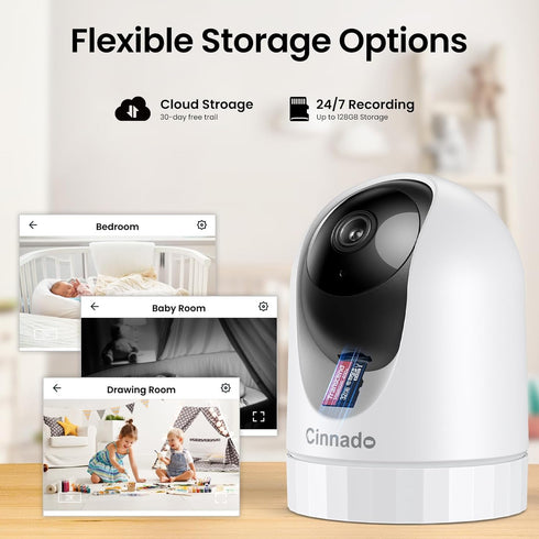 Security Camera Indoor-2K 360° WiFi Cameras for Home Security?Pet/Dog/Baby Camera with Phone app, 2-Way Audio, Night Vision, 24/7 SD Card Storage,...