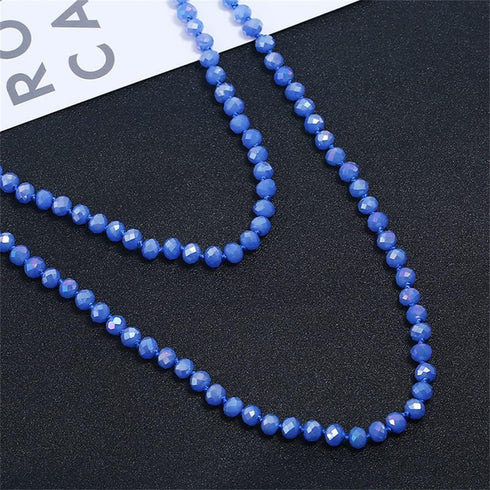 COLORFUL BLING 60-inch Long Hand Knotted Crystal Beaded Endless Strand Necklace Glass Beads Multi Layer Infinity Lariat for Women Men 1920s Flappe...