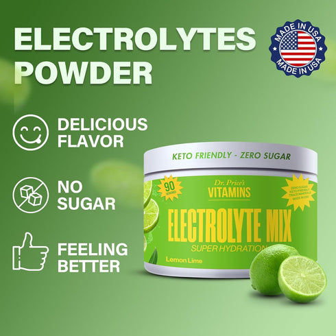 Dr. Price’s Electrolyte Mix | Sugar-Free Hydration Powder with 72+ Trace Minerals | No Sugar, Fast-Dissolving Electrolytes Powder Packets | Lemon-...