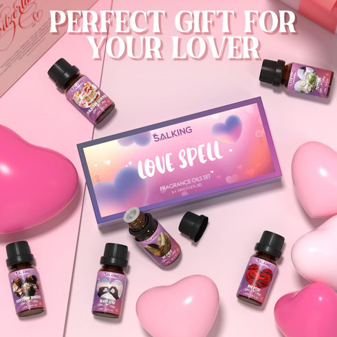SALKING Couple Fragrance Oil Set, Diffuser Oil Essential Oils Gift Set for Candle Making Scents - Red Rose, Be Mine, Chocolate Truffles, Sweet Lov...