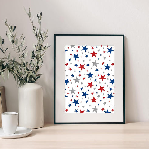 Whaline 60 Sheets Patriotic Pattern Paper Star Stripe Fireworks Scrapbook Specialty Paper 4th of July Double Sided Craft Paper For Independence Da...