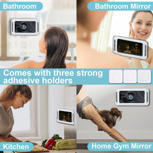 Shower Phone Holder Waterproof, Anti Fog Touch Sensitive Shower Phone Case for Mirror Wall and Bathtub Wall Mounting Between Bathrooms, Compatible...