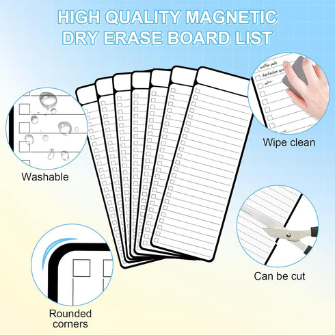 7 PCS Magnetic Dry Erase to Do List White Board 4”x11”, Multifunctional Weekly Dry Erase Board, Weekly Planner White Board Chore Chart Magnetic, D...