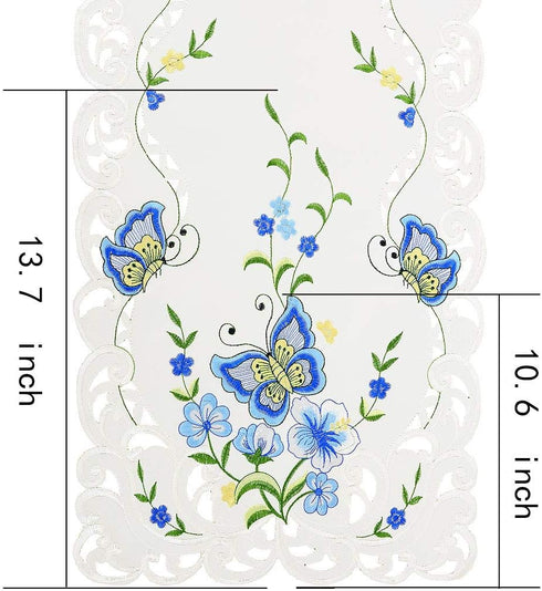 Simhomsen Spring Butterfly and Floral Table Runners, Dresser Scarf (Blue, 14 × 90 Inch)...