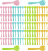 100 Pcs Mini Disposable Plastic Cake Fork, Fork and Spoon Two In One Tablewar, Individually Wrapped Forks for Cakes, Desserts, Ice Cream, Bread...