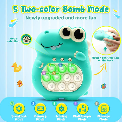 Fast Push Pop Game Fidget Toys for Kids, Electronic Handheld Fidget Pop Quick Push Bubbles Light up Toy, Birthday Toys Gifts for Teens Kids Boys a...