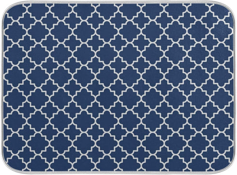 Super Absorbent Dish Drying Mat Microfiber Fast-Drying Dish Mat 16" x 18" Kitchen Dish Drying Pad Watercolor Cute Navy Blue Moroccan...