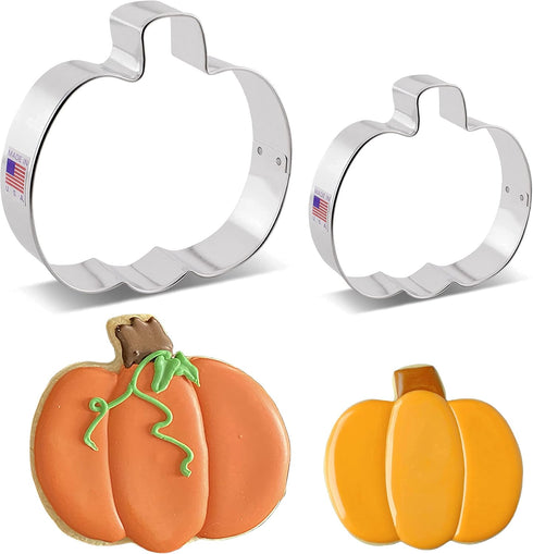 Pumpkin Cookie Cutters 2-Pc. Set Made in USA by Ann Clark, 4", 3"...