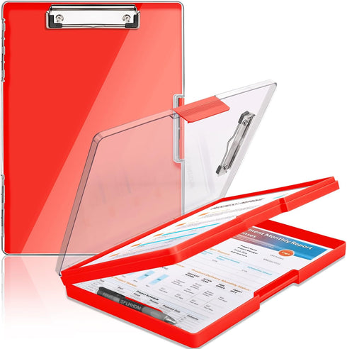 Clipboard with Storage,Heavy Duty Clip Boards 8.5x11 with 2 Storage Case,Clear Visible Top Panel Storage Clipboards,Side Opening Clip Boards,Nursi...