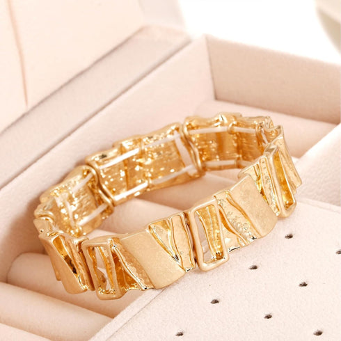 Gold Chunky Bangle Bracelets for Women Stretchy Link Chain Bracelet Flexible Wide Wristband Bangle Gifts...