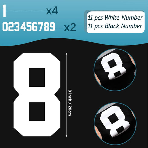 Zonon 22 Pieces Iron on Numbers T Shirt Heat Transfer 0 to 9 Jersey Numbers for Team Uniform Sports(Black, White,8 Inch)...