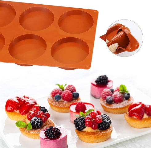 Palksky Silicone Molds for Baking (2 Pack)6-Cavity Large Round Disc Mold/English Muffins Pan/Resin Coaster Mold Non-Stick for Hamburger Chocolate ...