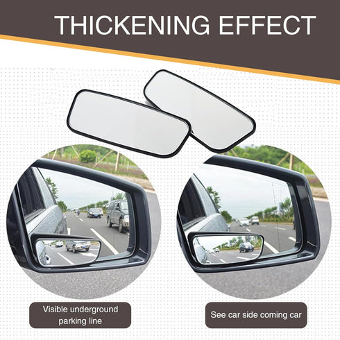 2 PCS Car Rearview Mirror, Waterproof HD Glass Adjustable Vehicle Reversing Auxiliary Mirror with Curved Mount, Universal Rectangular Blind Spot M...