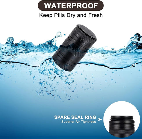 Small Daily Metal Pill Box 2 Times a Day - Waterproof Pill Container - Travel Pill Case, Portable Medicine Holder for Vitamin, Fish Oils, Suppleme...